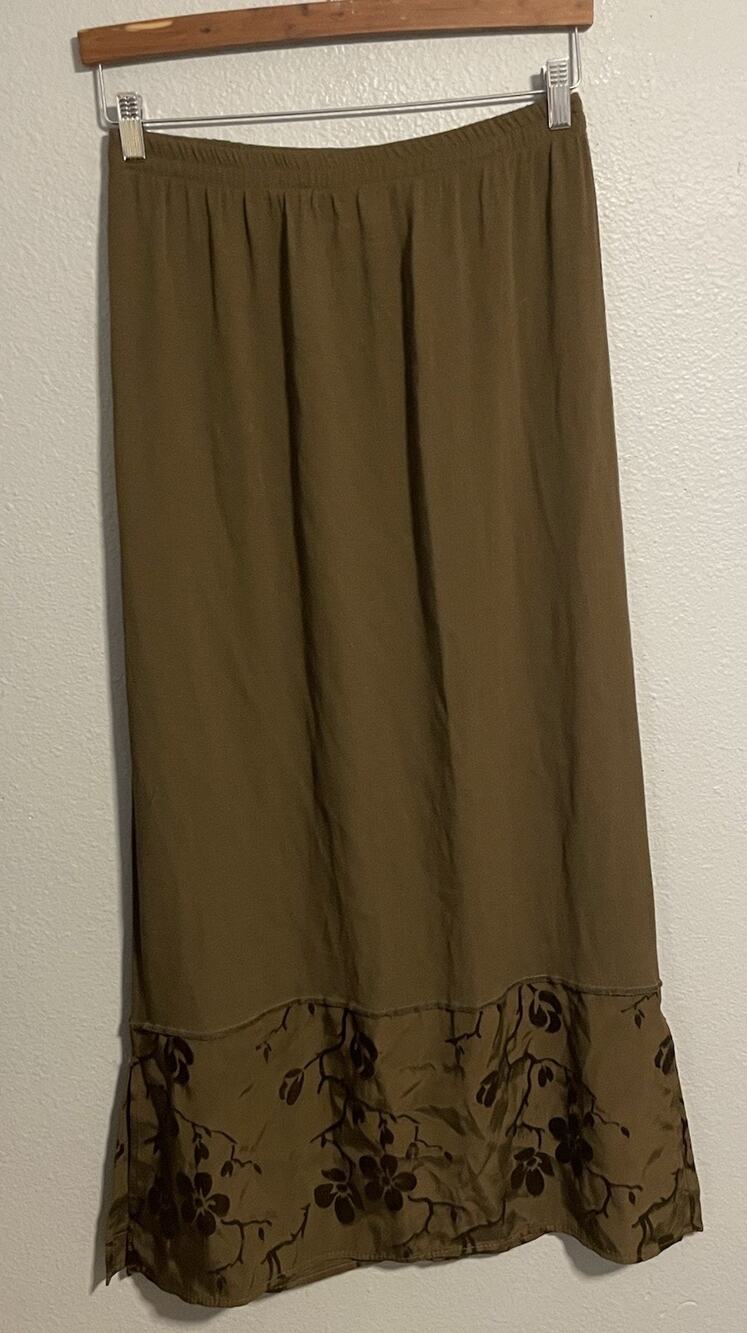 Vintage Spencer Alexis Womens Skirt Size 6 Brown Floral Embroidered Fairy 90s